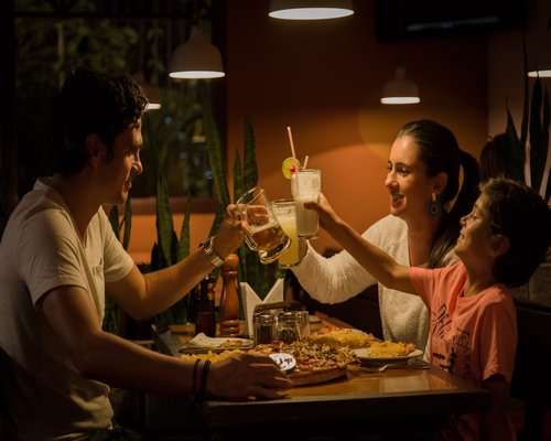 Family having a calm dinner together without screens